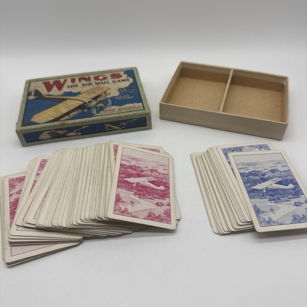 1928 WINGS The Air Mail Game Parker Bros‎ Card Game Salem Mass Airplane
